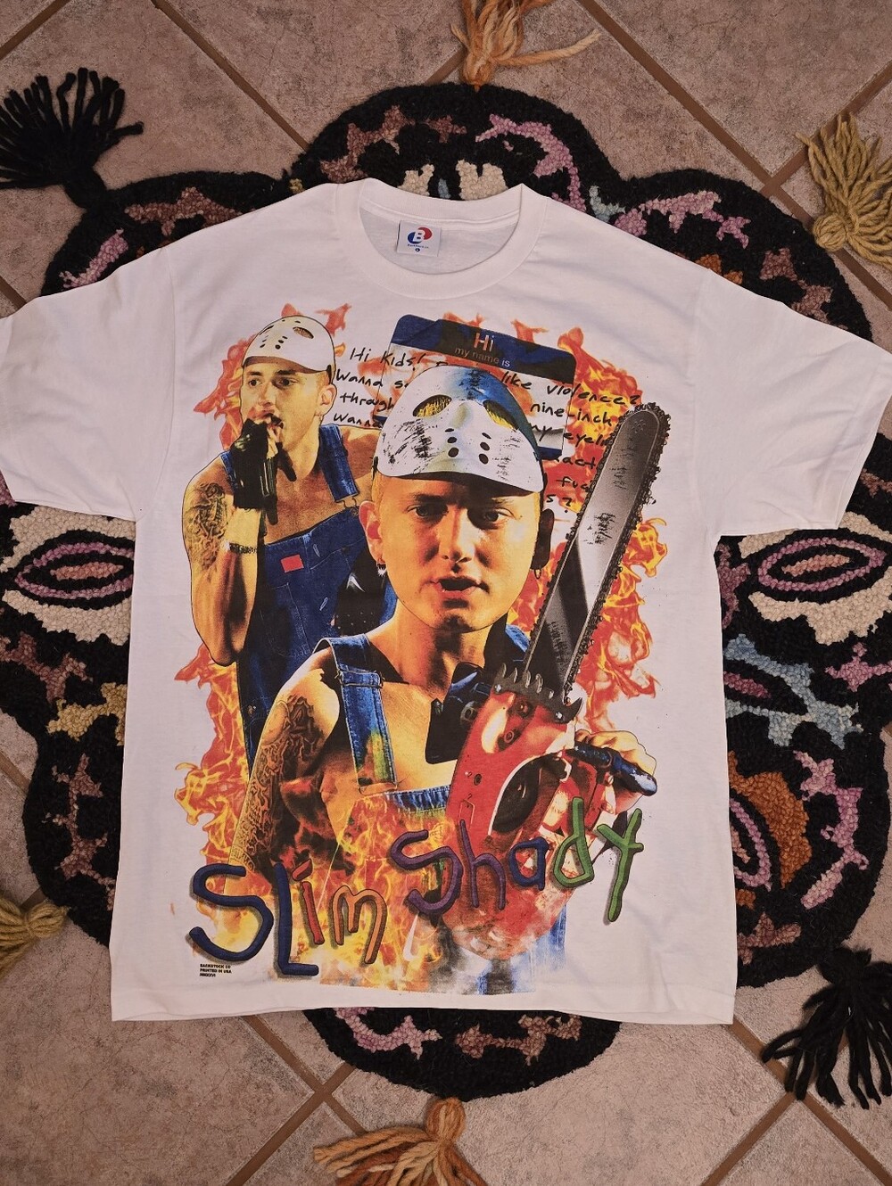 🔥🔥Backstock Co Slim Shady Graphic White Tee 1996 Album🔥🔥Size L Rap TeeHiphop